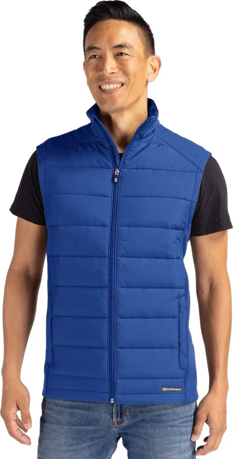 Cutter & Buck Mco00076 Evoke Hybrid Softshell Recycled Mens Full Zip Vest - Tour Blue - Adult s