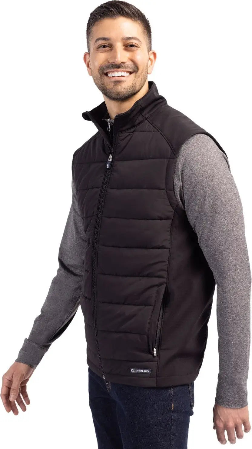 Cutter & Buck Mco00076 Evoke Hybrid Softshell Recycled Mens Full Zip Vest - Black