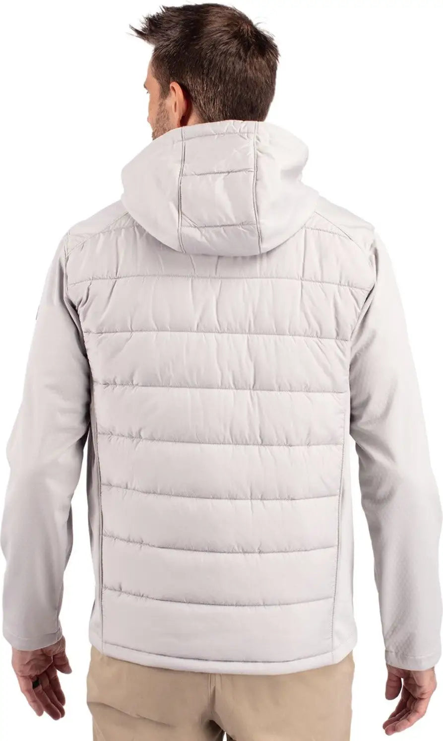 Cutter & Buck Mco00077 Evoke Hybrid Softshell Recycled Full Zip Mens Hooded Jacket - Concrete - Concrete / Adult s