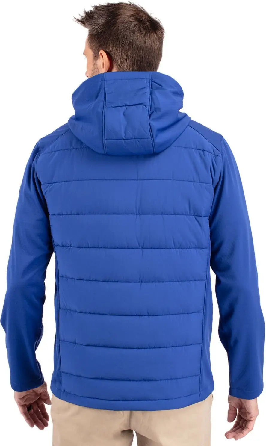Cutter & Buck Mco00077 Evoke Hybrid Softshell Recycled Full Zip Mens Hooded Jacket - Tour Blue