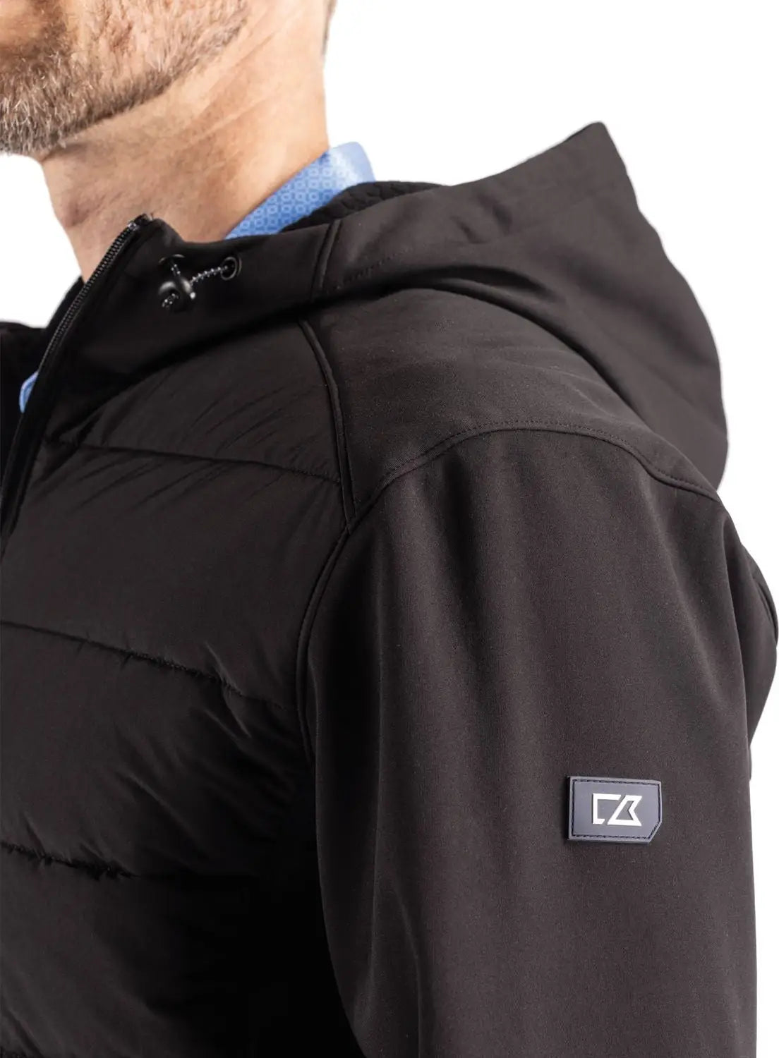 Cutter & Buck Mco00077 Evoke Hybrid Softshell Recycled Full Zip Mens Hooded Jacket - Black