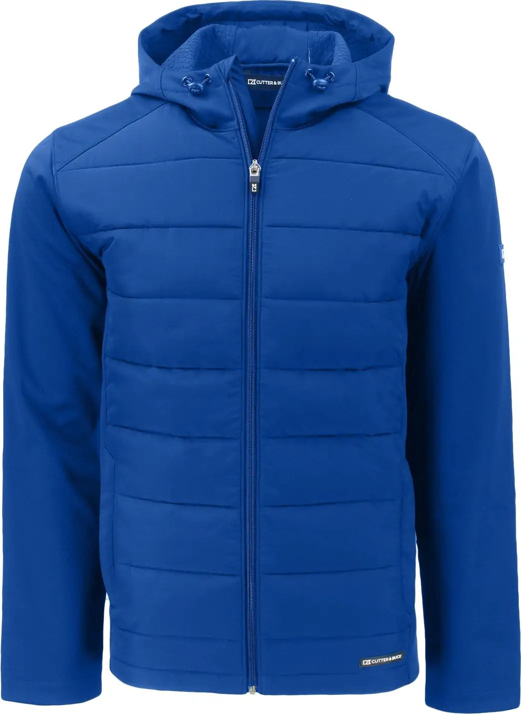 Cutter & Buck Mco00077 Evoke Hybrid Softshell Recycled Full Zip Mens Hooded Jacket - Tour Blue