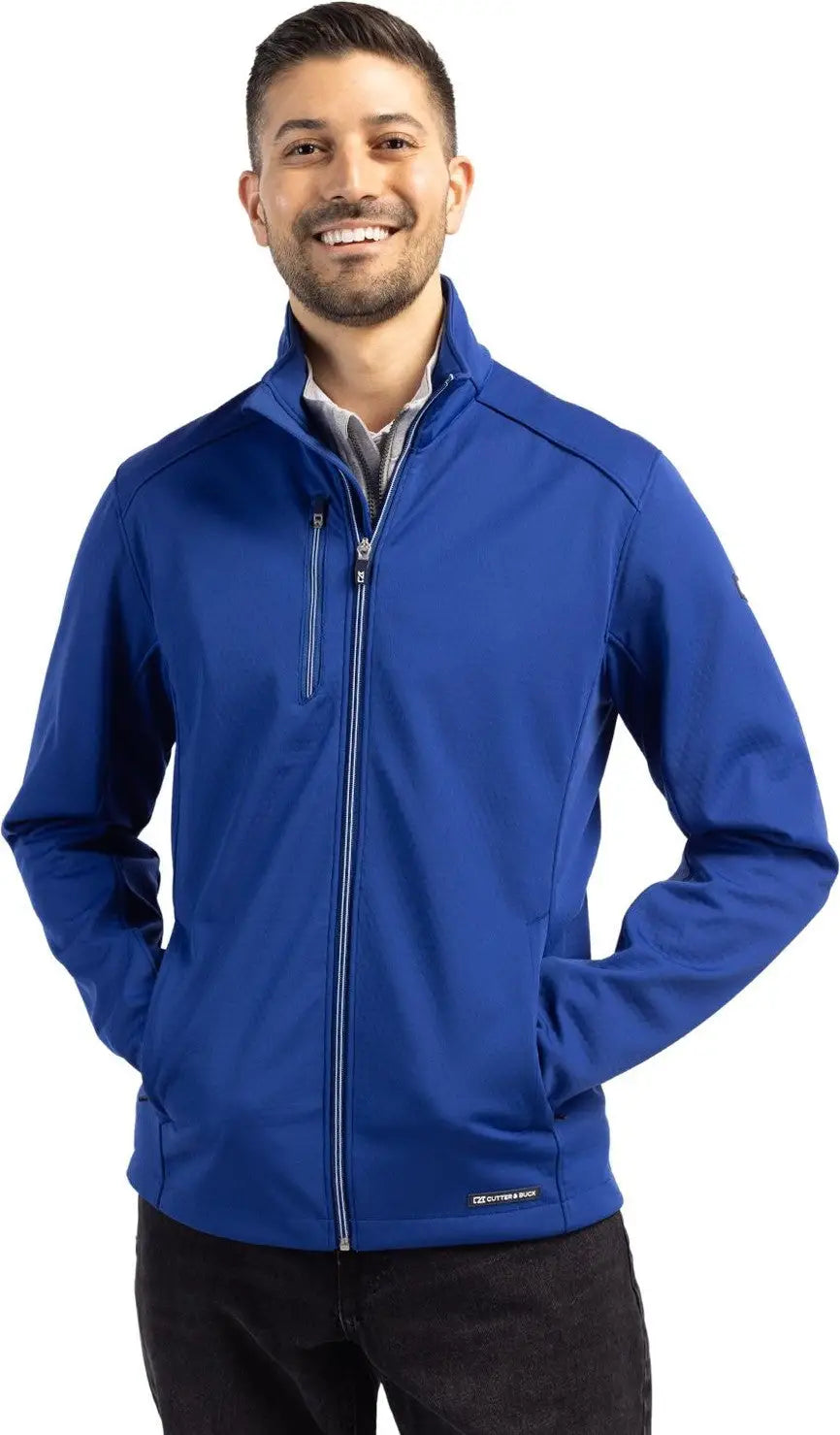 Cutter & Buck Mco00078 Evoke Softshell Recycled Full Zip Mens Jacket - Tour Blue - Adult s