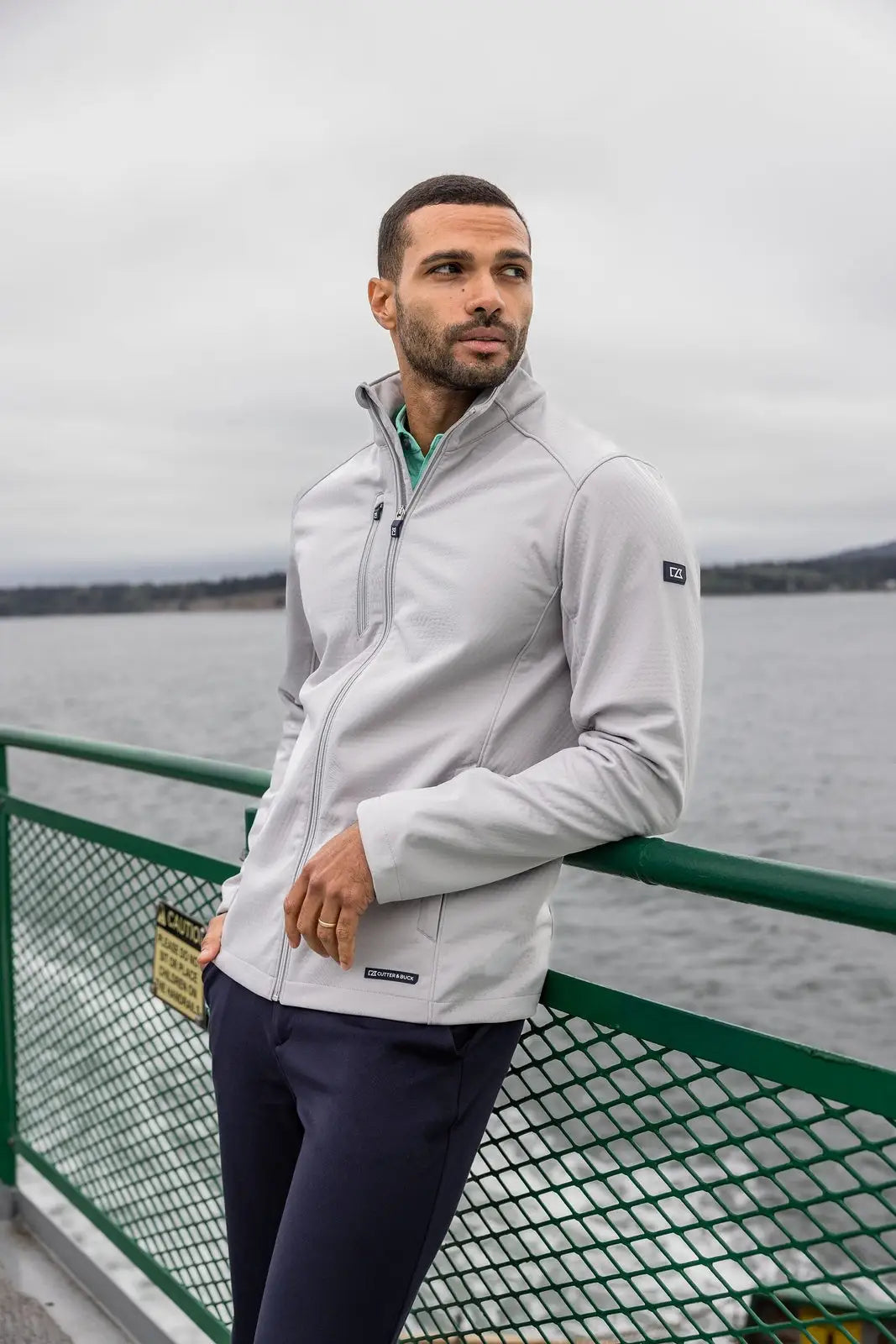 Cutter & Buck Mco00078 Evoke Softshell Recycled Full Zip Mens Jacket - Concrete