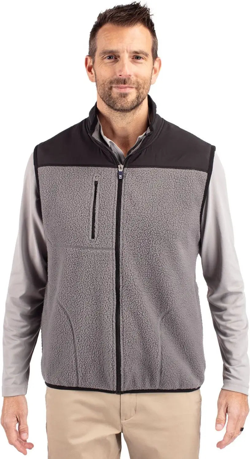 Cutter & Buck Mco00084 Cascade Eco Fleece Mens Vest - Elemental Gray Black - Gray/black / Adult s