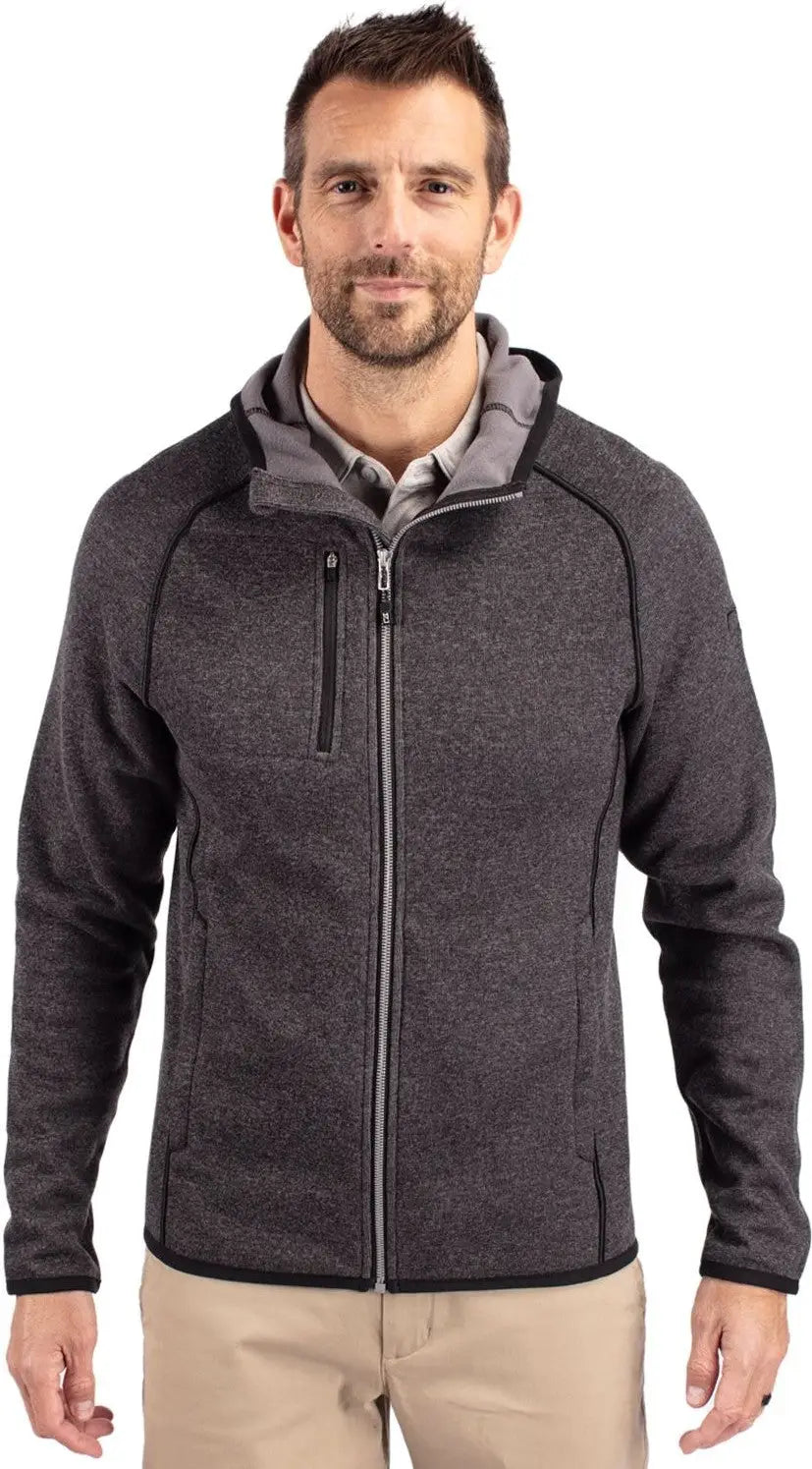 Cutter & Buck Mco00089 Mainsail Full Zip Hooded Mens Jacket - Charcoal Heather - Adult s