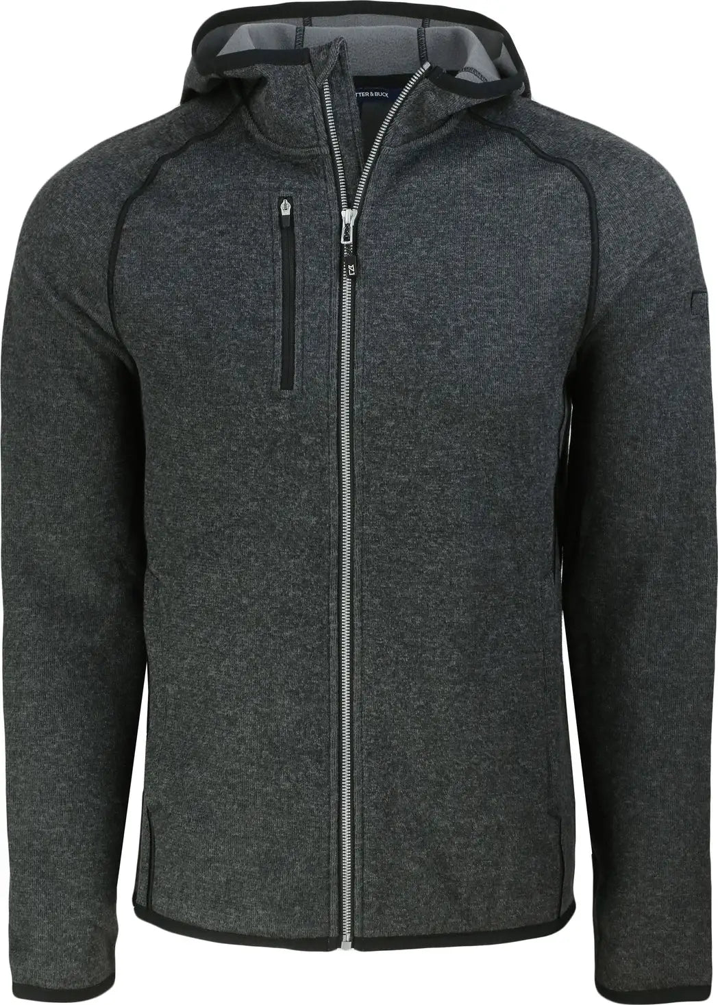 Cutter & Buck Mco00089 Mainsail Full Zip Hooded Mens Jacket - Charcoal Heather