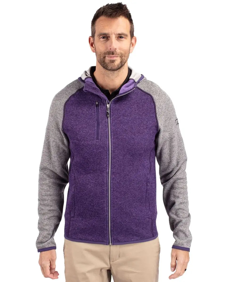 Cutter & Buck Mco00089 Mainsail Full Zip Hooded Mens Jacket - College Purple Heather Polished