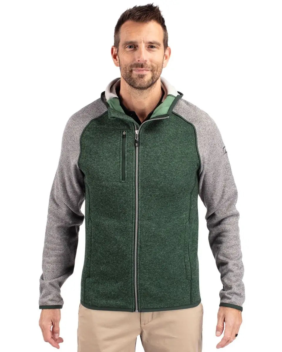 Cutter & Buck Mco00089 Mainsail Full Zip Hooded Mens Jacket - Hunter Heather Polished
