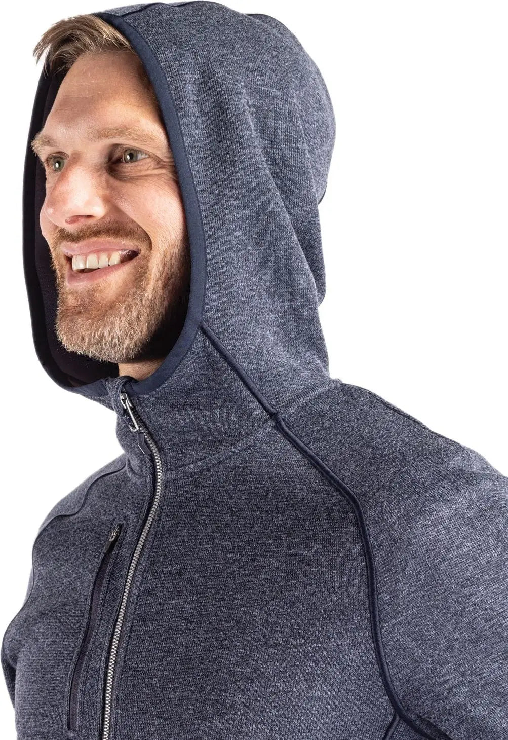 Cutter & Buck Mco00089 Mainsail Full Zip Hooded Mens Jacket - Liberty Navy Heather