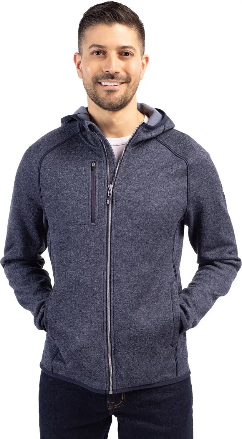 Cutter & Buck Mco00089 Mainsail Full Zip Hooded Mens Jacket - Liberty Navy Heather - Adult s