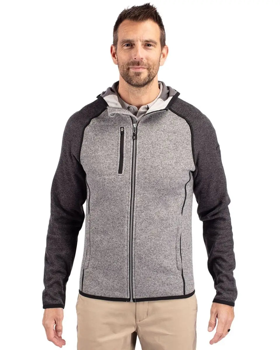 Cutter & Buck Mco00089 Mainsail Full Zip Hooded Mens Jacket - Polished Heather Charcoal