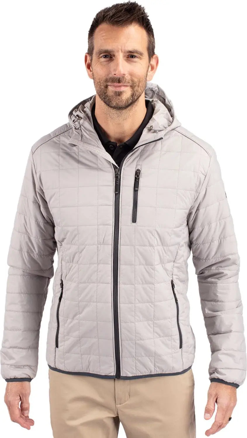 Cutter & Buck Mco00091 Rainier Primaloft Eco Mens Full Zip Hooded Jacket - Polished - Adult s