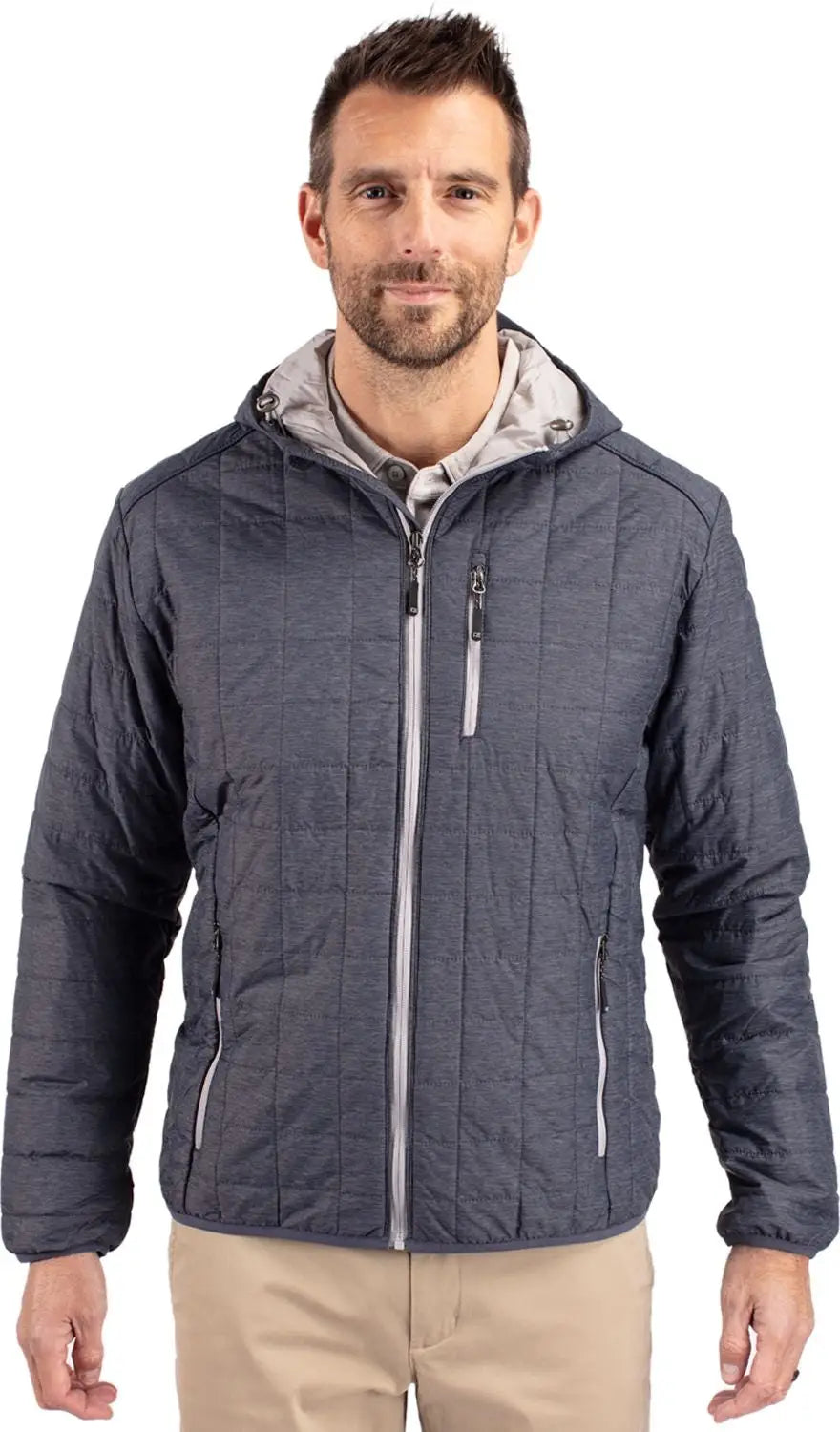Cutter & Buck Mco00091 Rainier Primaloft Eco Mens Full Zip Hooded Jacket - Anthracite Melange - Adult s