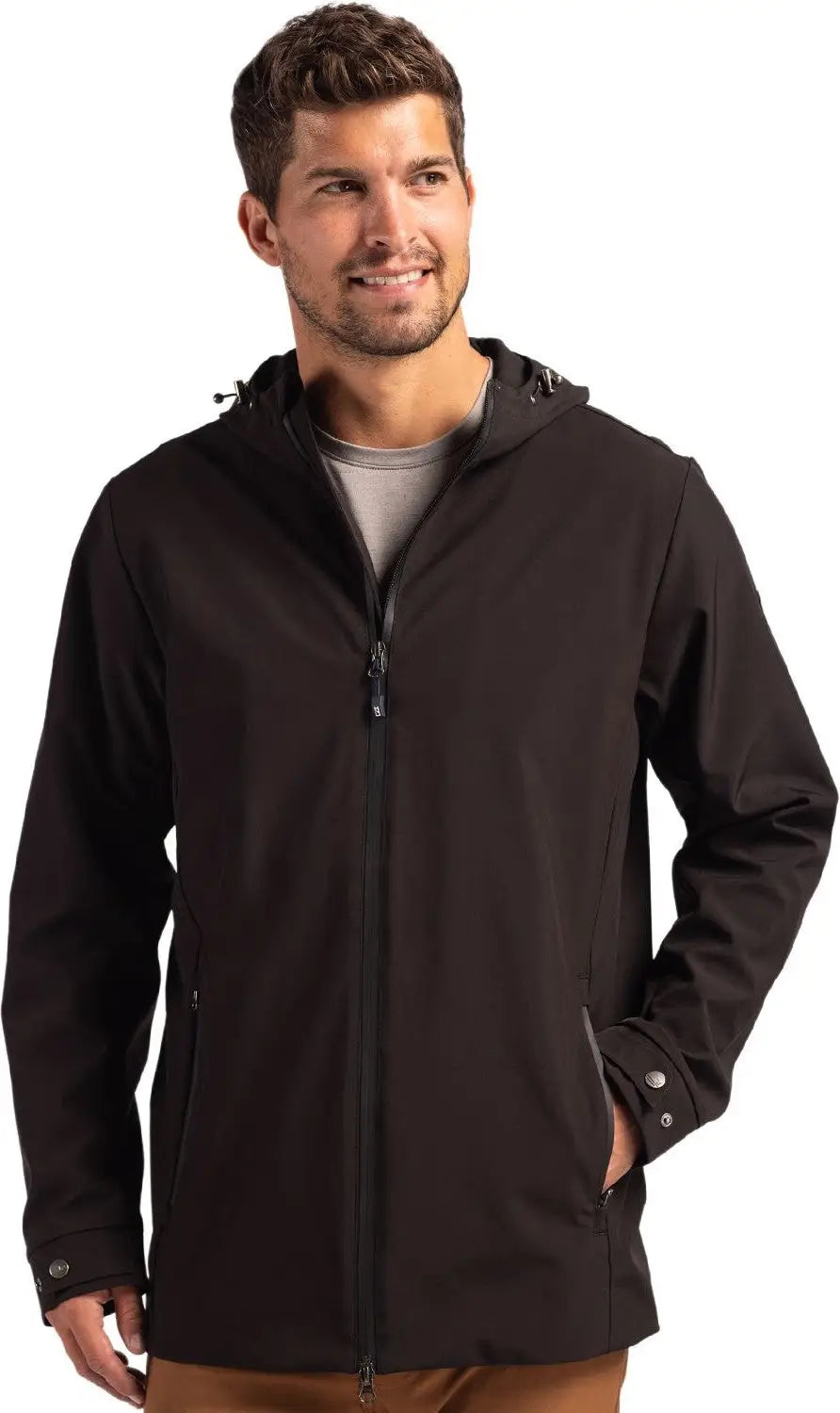 Cutter & Buck Mco00096 Camano Everyday Stretch Recycled Mens Water Resistant Jacket - Black - Adult s