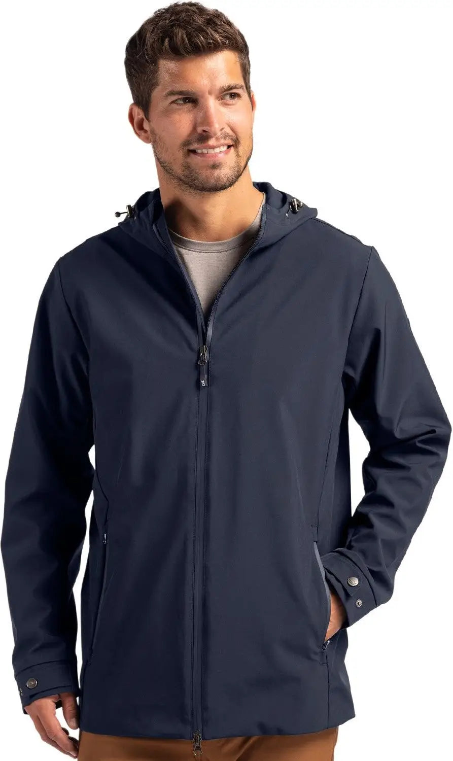 Cutter & Buck Mco00096 Camano Everyday Stretch Recycled Mens Water Resistant Jacket - Navy Blue - Adult s