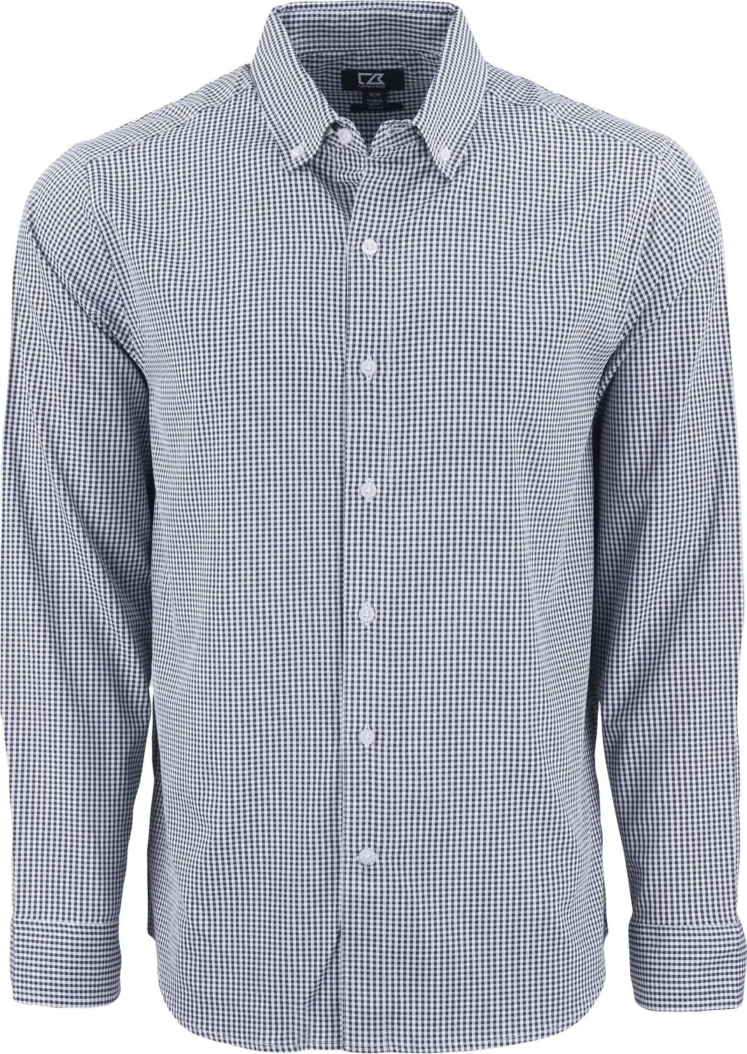 Cutter & Buck Mcw00236 Skyline Epic Confidence Recycled Gingham Mens Long Sleeve Dress Shirt - Black White