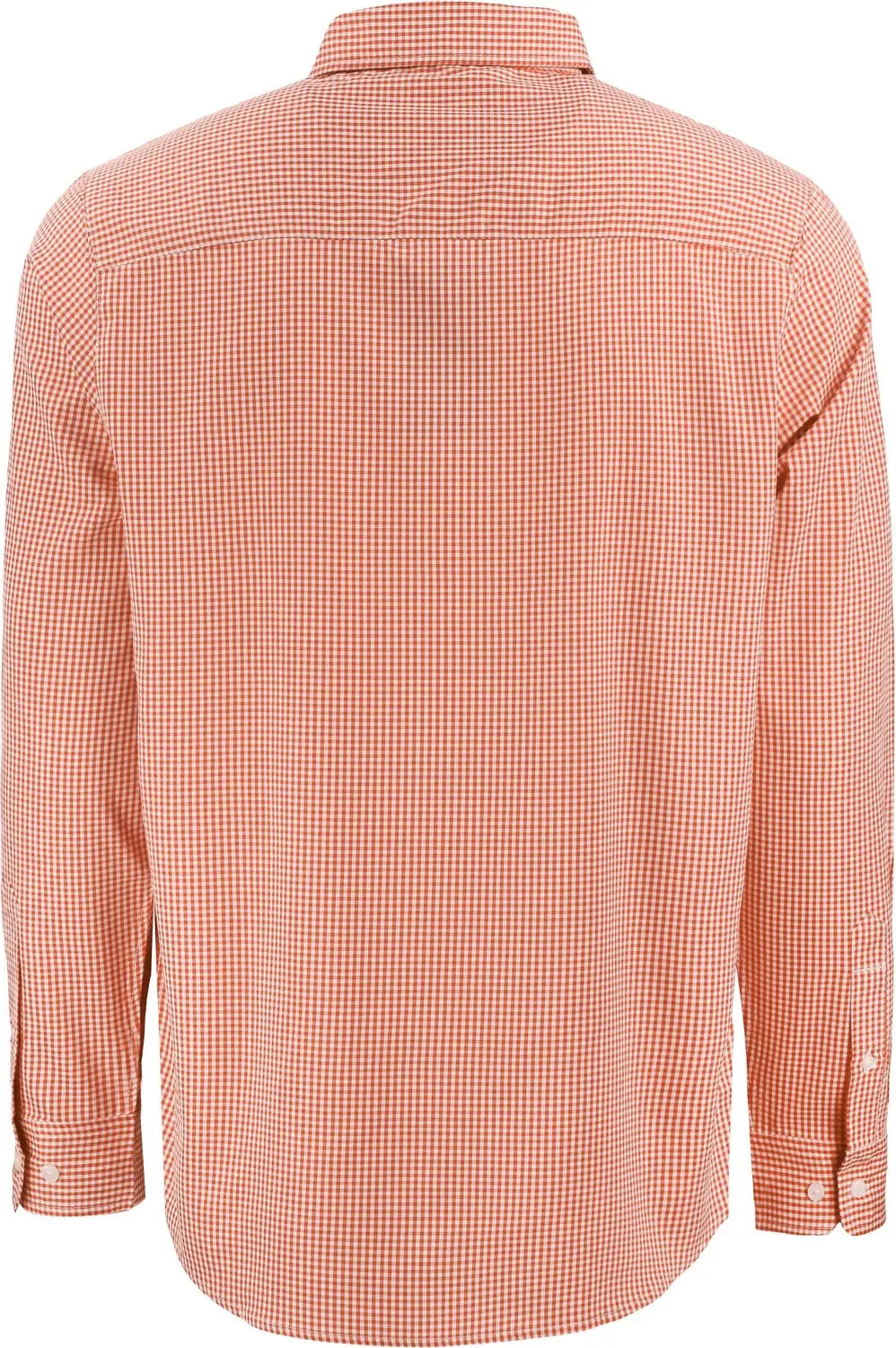 Cutter & Buck Mcw00236 Skyline Epic Confidence Recycled Gingham Mens Long Sleeve Dress Shirt - Texas Orange White