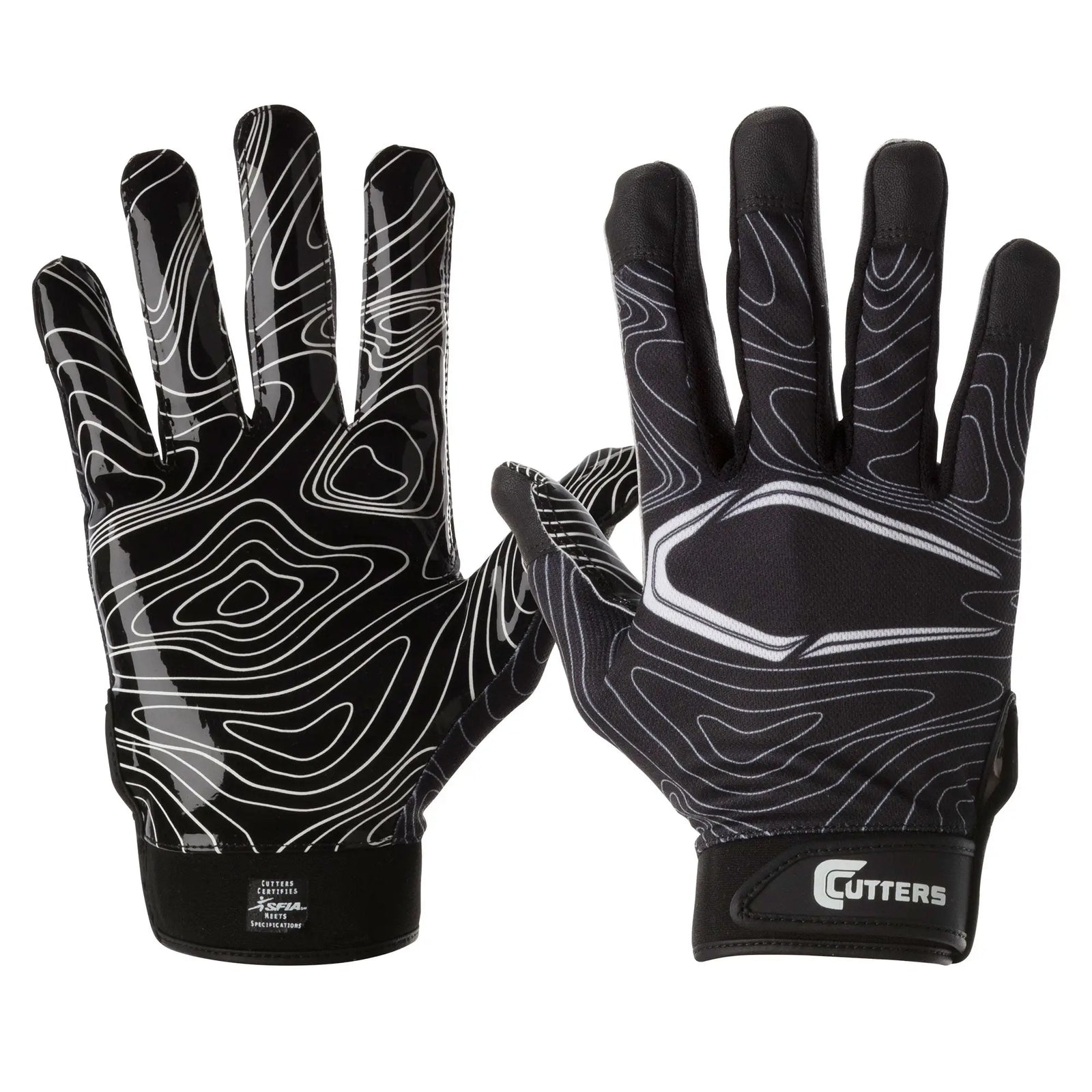 Cutters S150 Game Day Receiver Glvs White Topo - Black