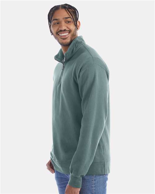 Cypress Green Garment-Dyed Quarter-Zip Sweatshirt - GDH425