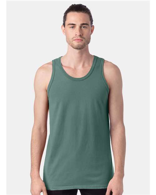 Front View of Cypress Green Garment-Dyed Unisex Tank Top - GDH300