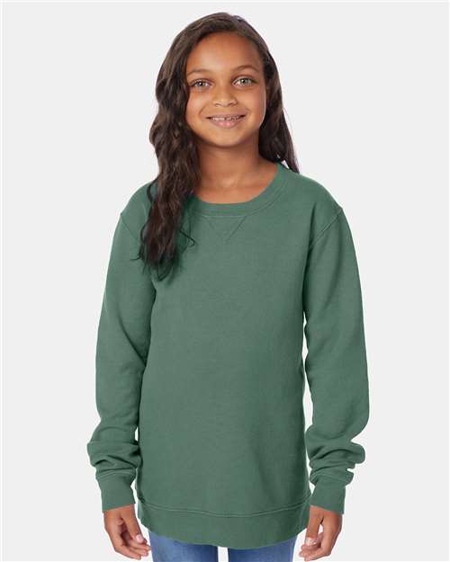 Cypress Green Garment-Dyed Youth Crewneck Sweatshirt - GDH475
