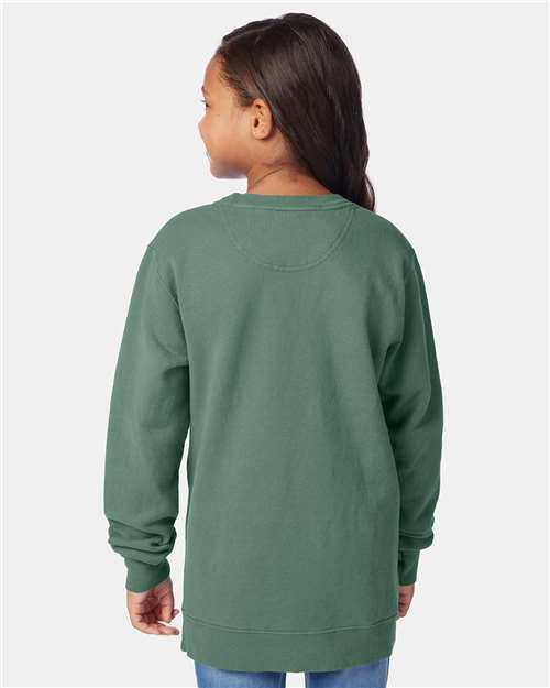 Cypress Green Garment-Dyed Youth Crewneck Sweatshirt - GDH475