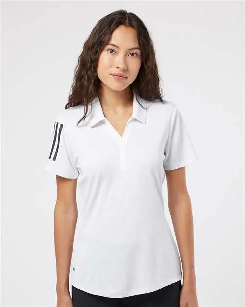 Adidas A481 Women’s Floating 3-stripes Polo - White Black