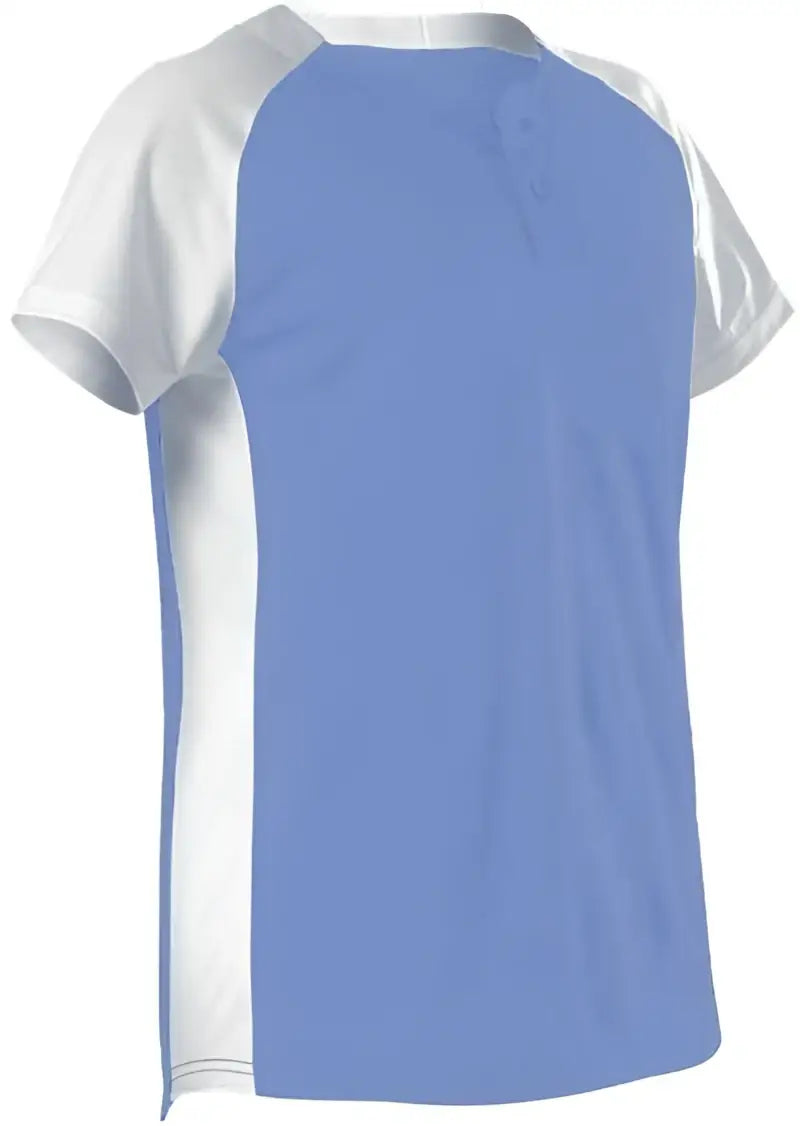 Alleson Athletic 522pdwg Girl’s Two Button Fastpitch Jersey - Sky Blue White - Columbia / Girls s