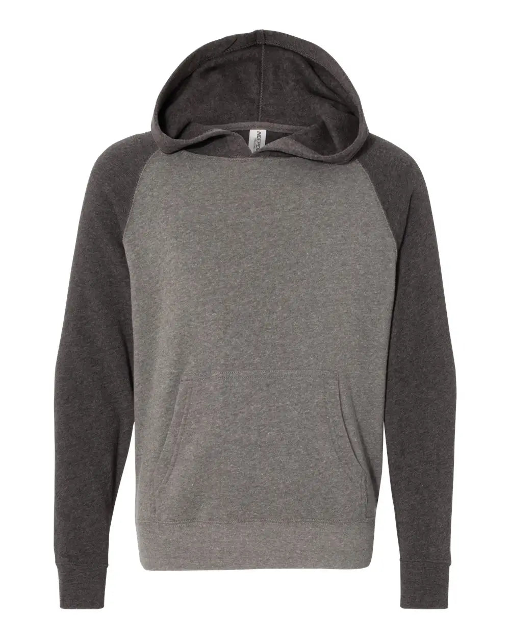 Independent Trading Co. Prm15ysb Youth Lightweight Special Blend Raglan Hooded Sweatshirt - Nickel Carbon - Gray Dark