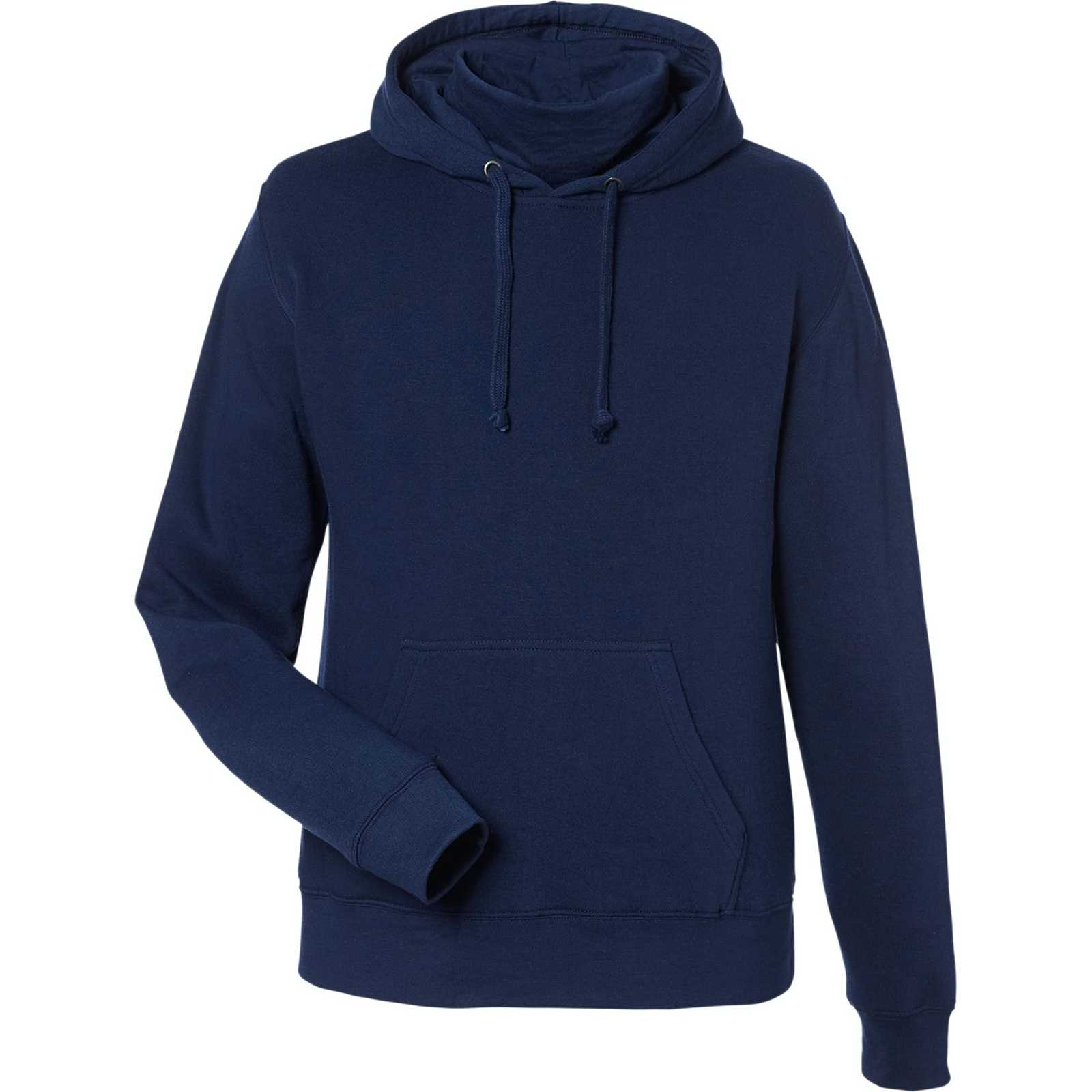 J. America 8879 Gaiter Fleece Hooded Sweatshirt - Navy - HIT a Double - 1