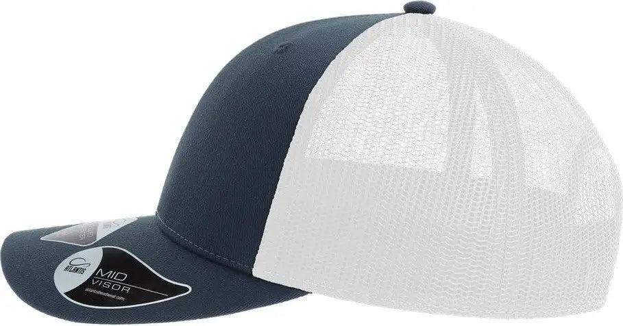 Atlantis Headwear Bryce Sustainable Trucker Cap - Navy White - one Size Fits Most