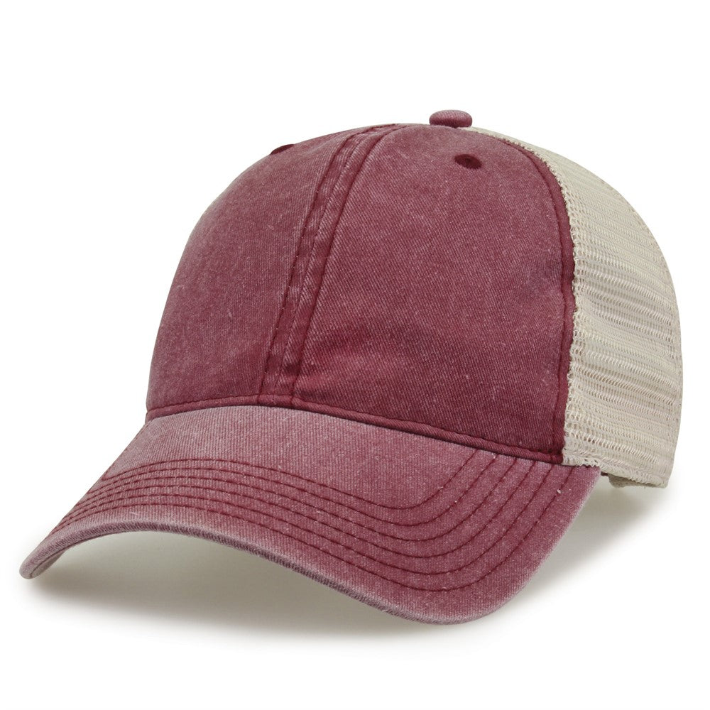 The Game GB460 Pigment Dyed Twill & Soft Trucker Cap - Dark Maroon