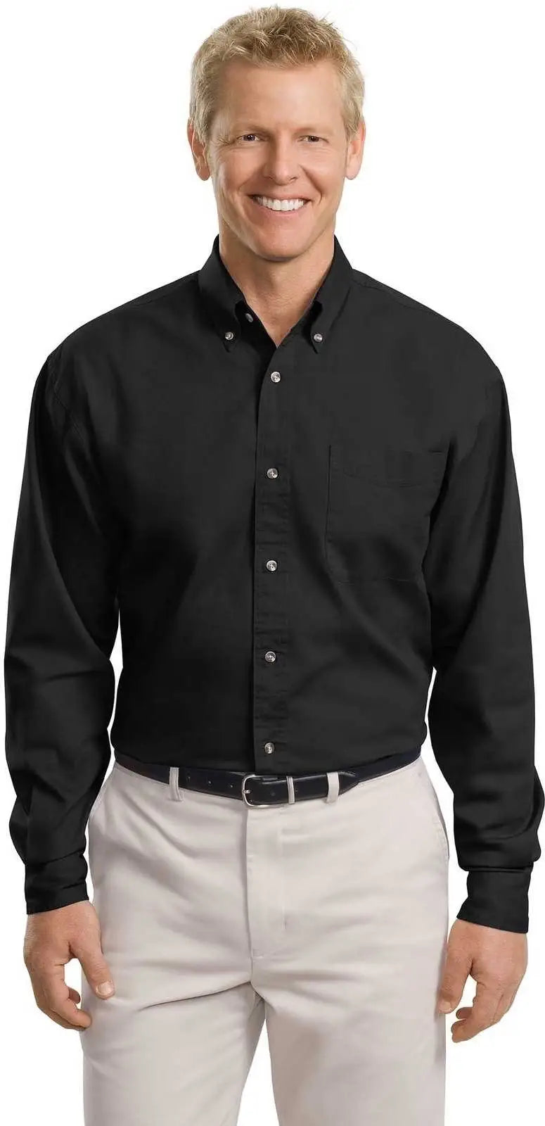 Port Authority Tls600t Tall Long Sleeve Twill Shirt - Black