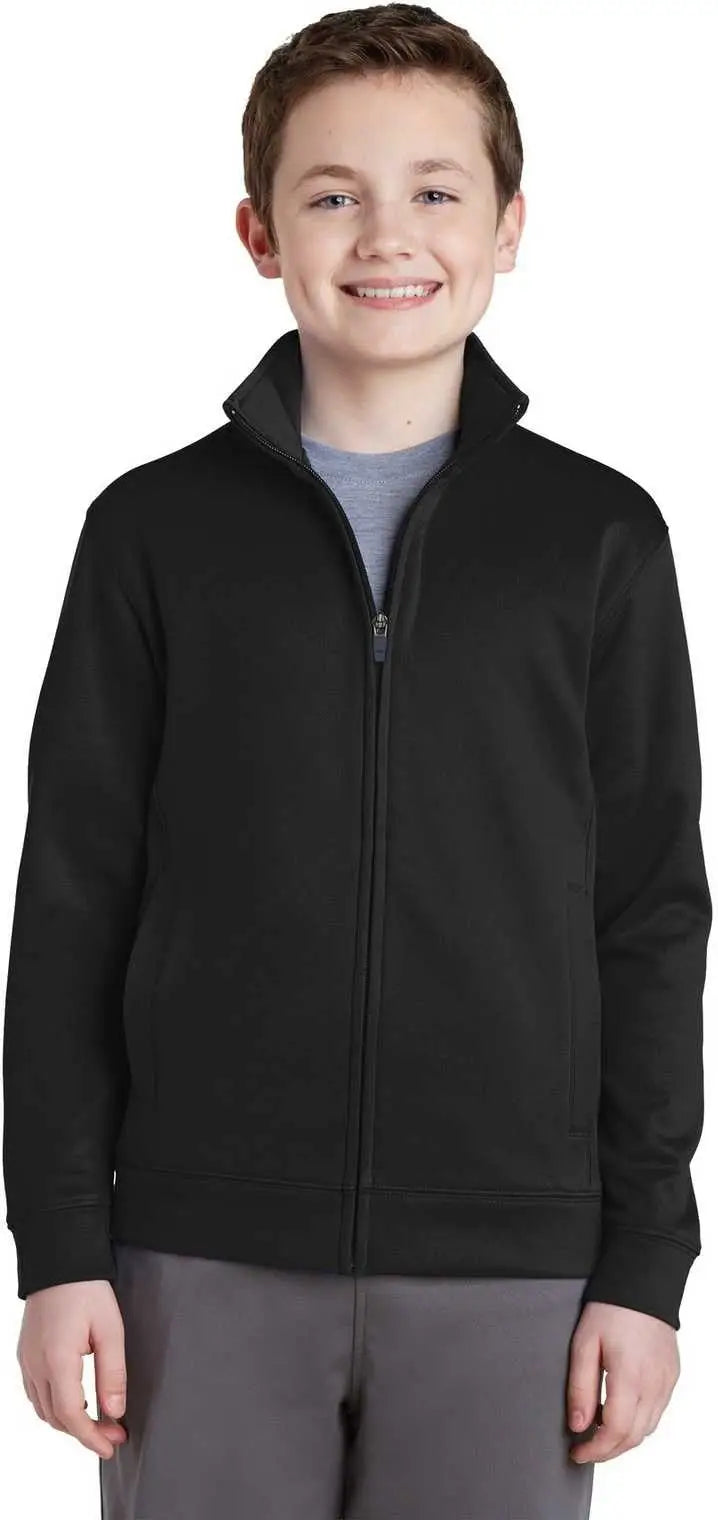 Sport-tek Yst241 Youth Sport-wick Fleece Full-zip Jacket - Black