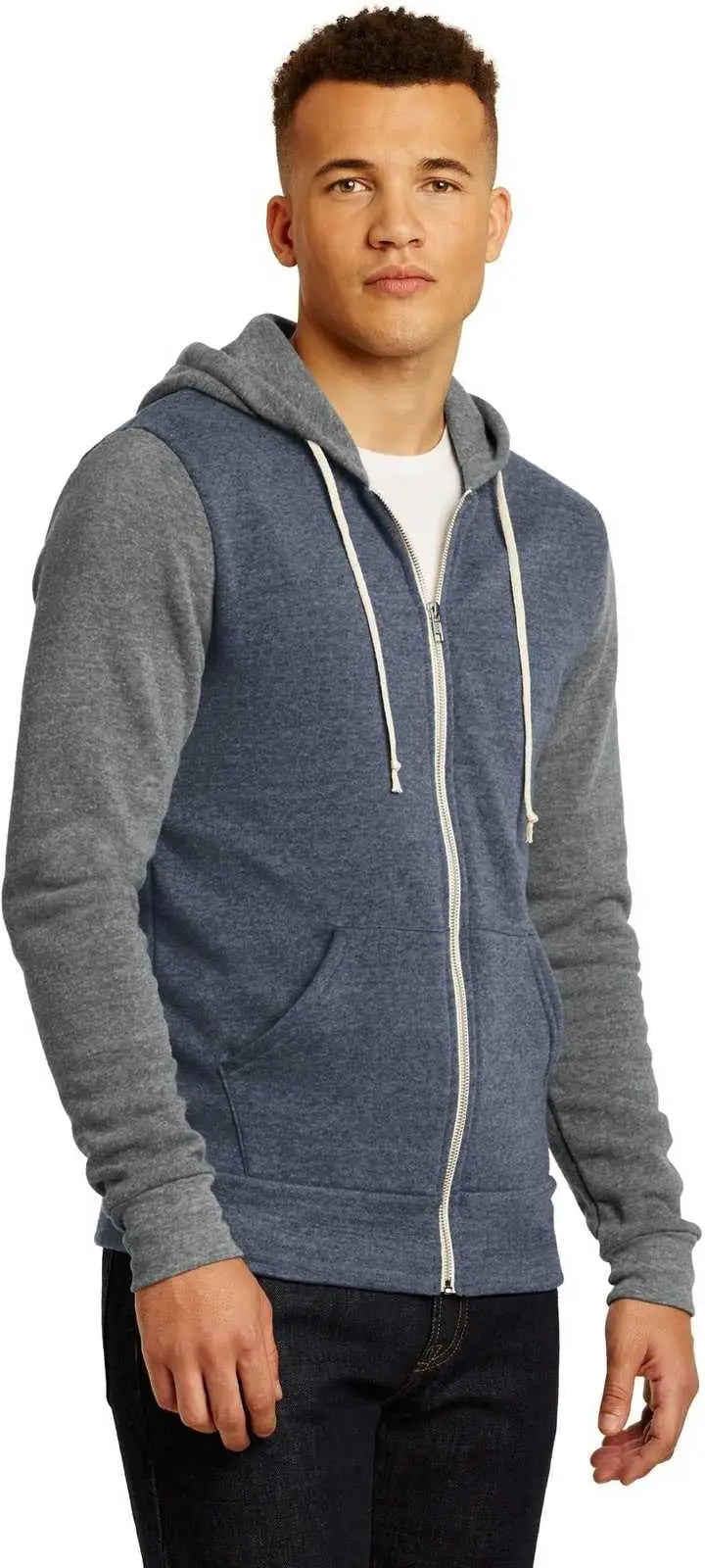 Alternative Aa32023 Colorblock Rocky Eco Fleece Zip Hoodie - True Navy Gray