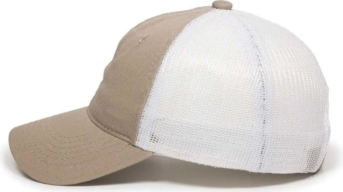 Oc Sports Fwt-130 Garment Wash Mesh Back Baseball Cap - Khaki White