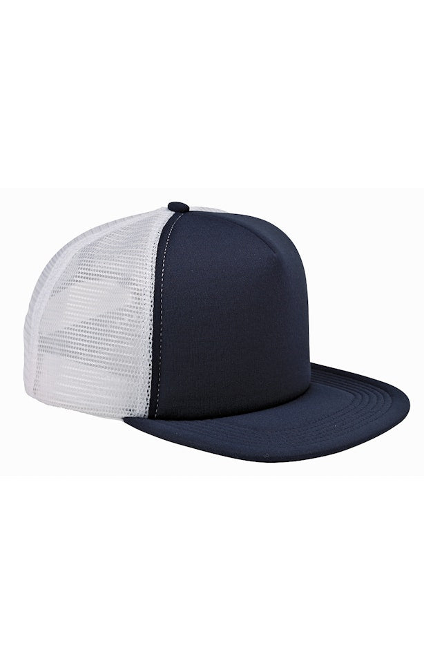 Big Accessories BX030 Foam Front Trucker Cap - Navy  White