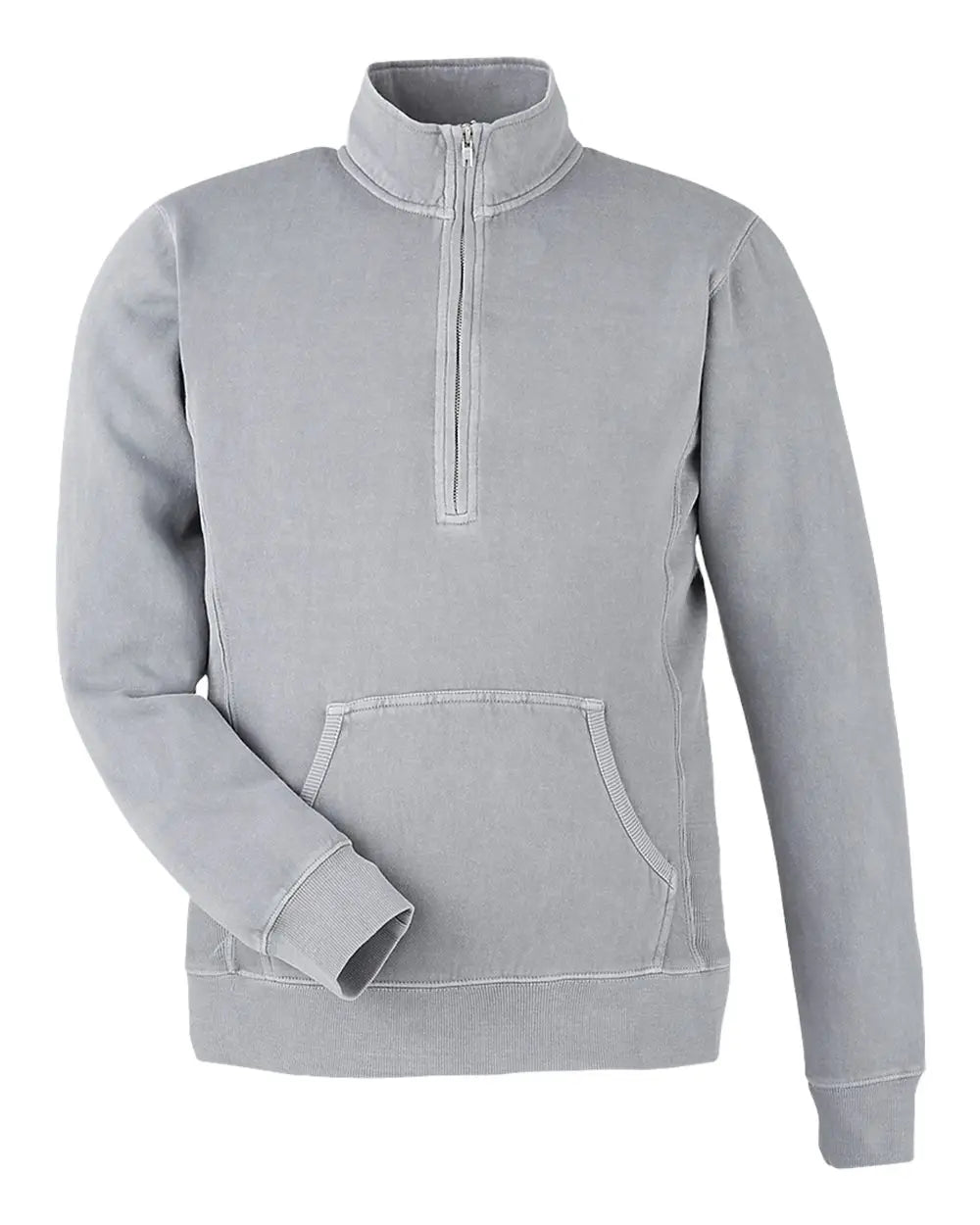 J. America 8732 Pigment-dyed Fleece Quarter-zip Pullover - Cloud - Light Gray / s