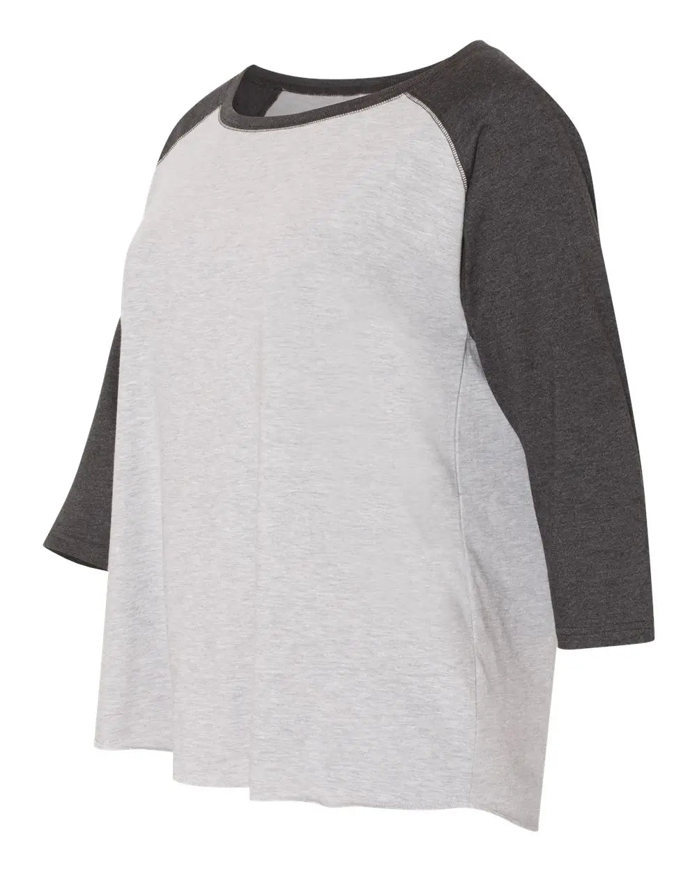 Lat 3830 Curvy Collection Women’s Baseball Three-quarter Sleeve Tee - Vintage Heather Smoke - Gray / 1 - 14/16