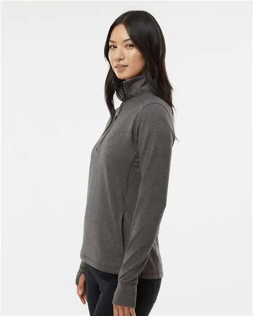 J. America 8433 Women’s Omega Stretch Quarter-zip Pullover - Charcoal Triblend