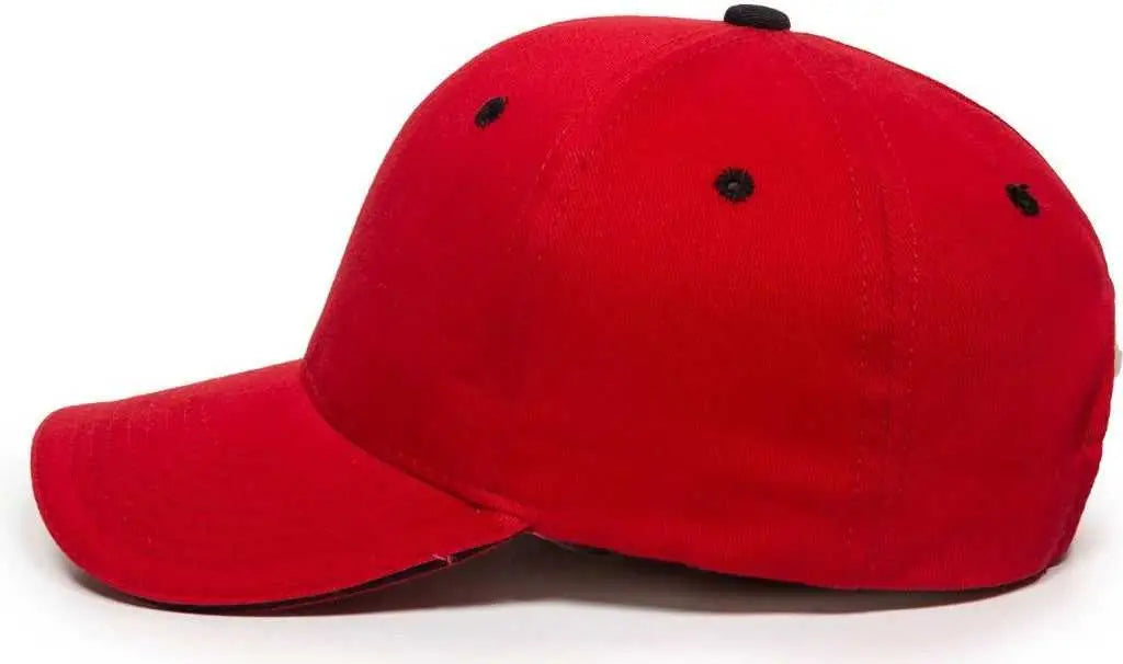 Oc Sports Gl-845 Contrasting Sandwich Button and Eyelet Cap - Red Black - 6 7/8’’ - 7 1/2’’