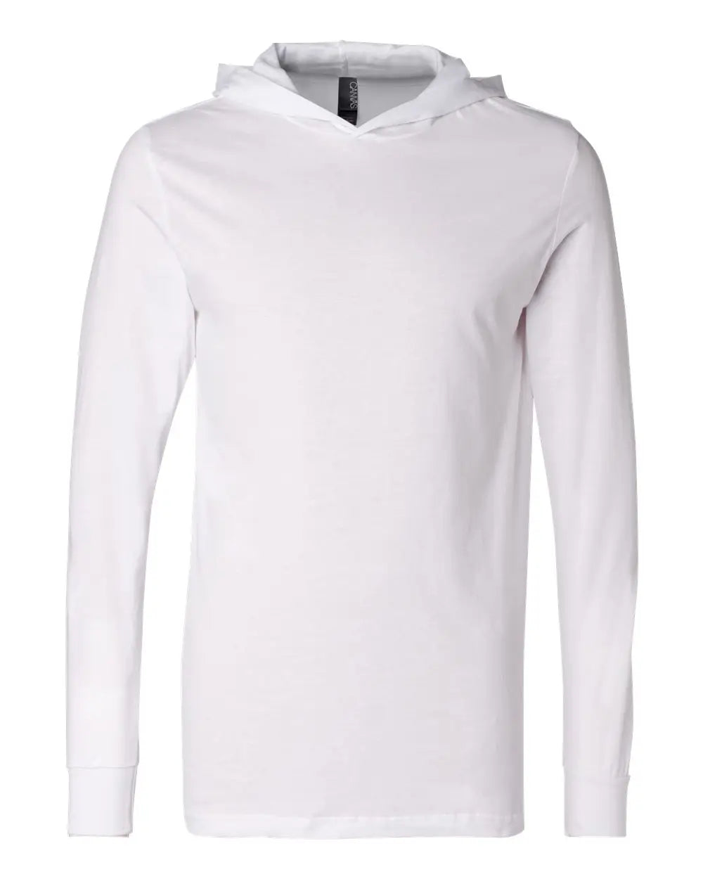 Bella + Canvas 3512 Jersey Hooded Long Sleeve Tee - White