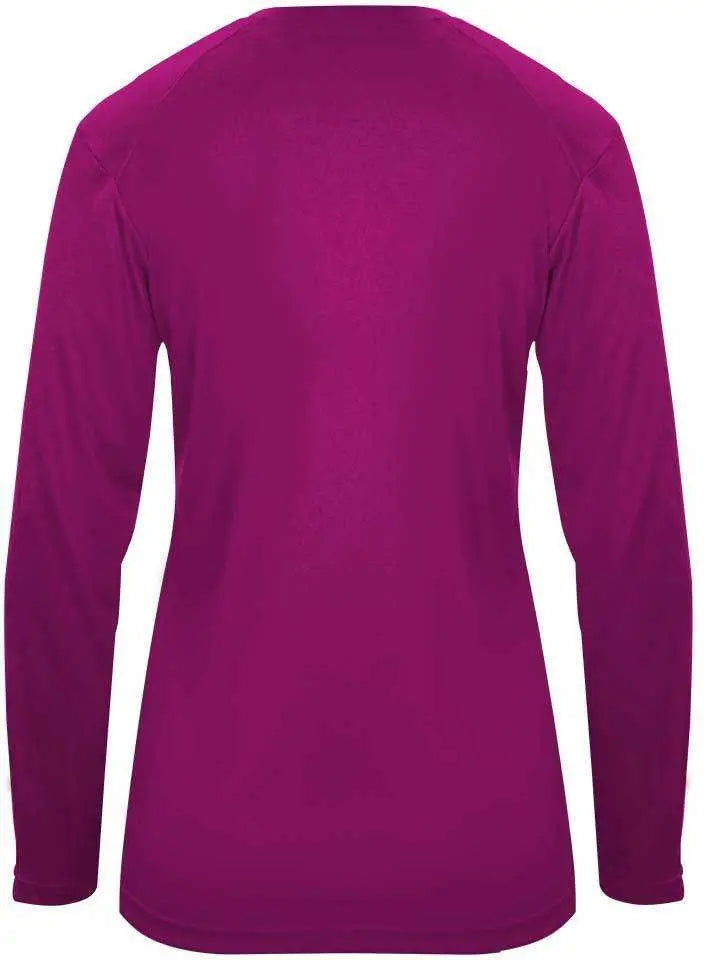 Badger Sport 4064 Ultimate Softlock V-neck Ladies Long Sleeve Tee - Hot Pink