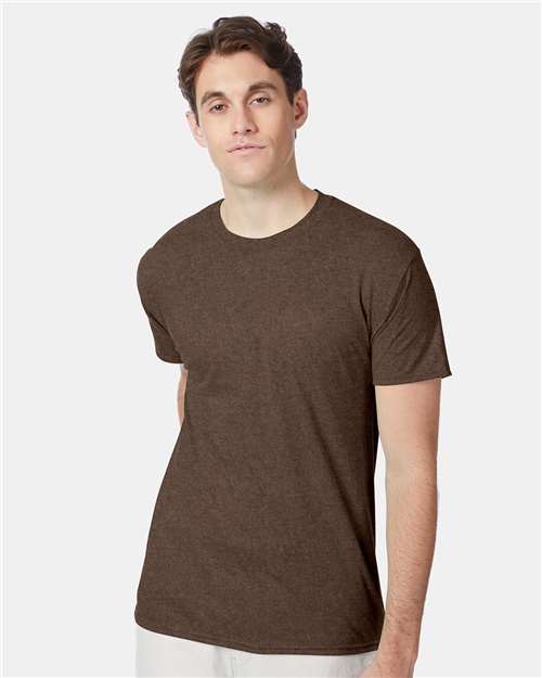 Front View of Dark Chocolate Heather Perfect-T Triblend T-Shirt - 42TB