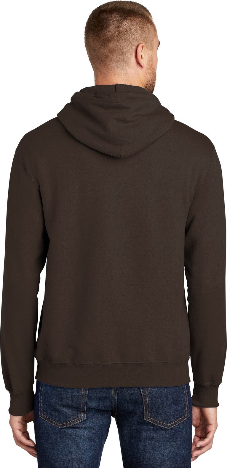 Dark Chocolate Port & Co Tall Essential Fleece Pullover Hooded Sweatshirt. PC90HT