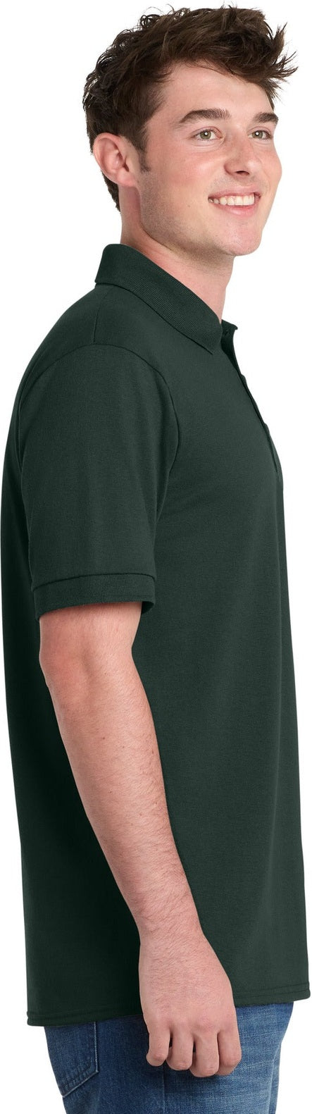 Dark Green Port & Co Core Blend Jersey Knit Polo. KP55
