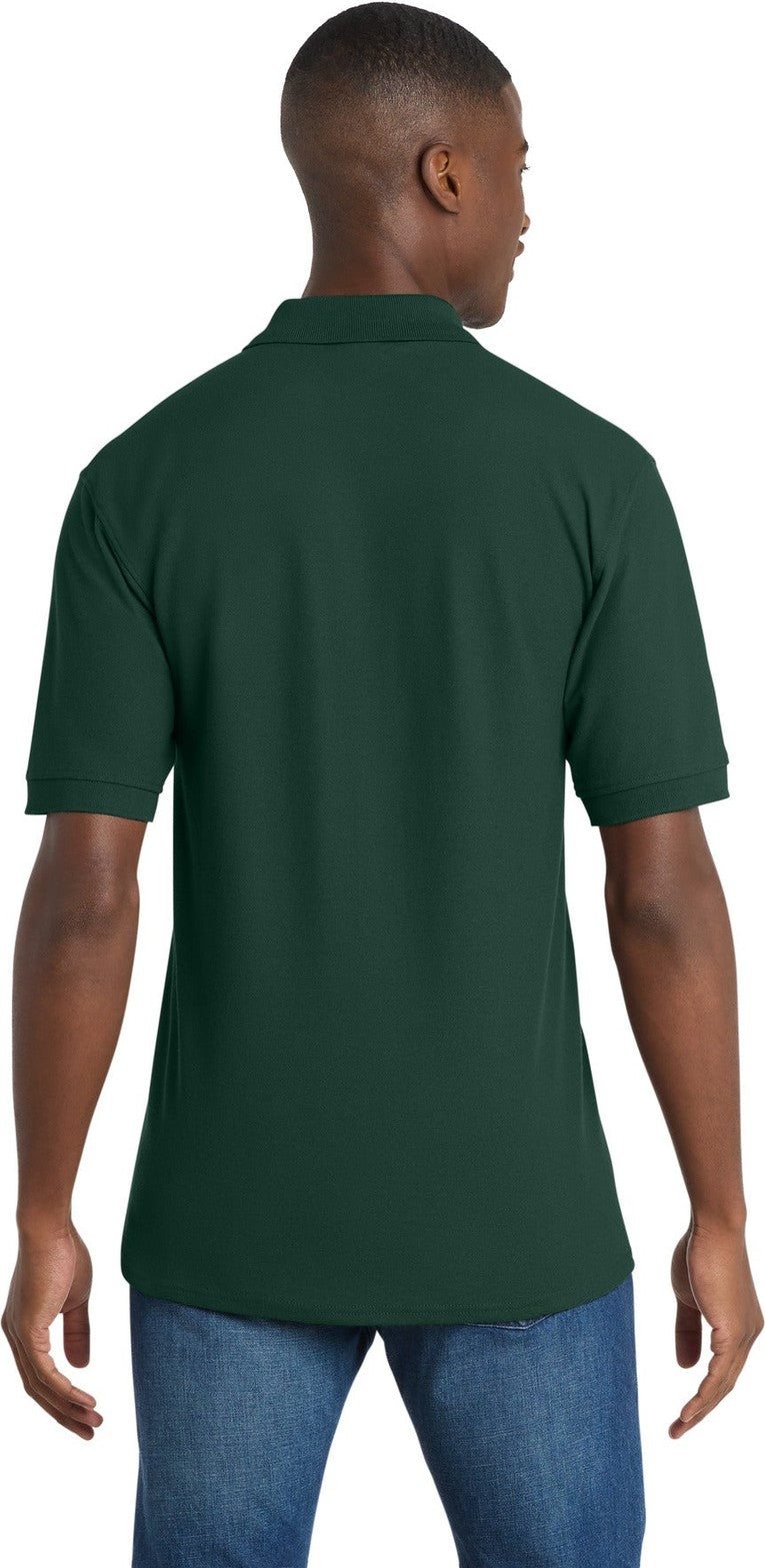 Dark Green Port & Co Core Blend Pique Polo. KP155