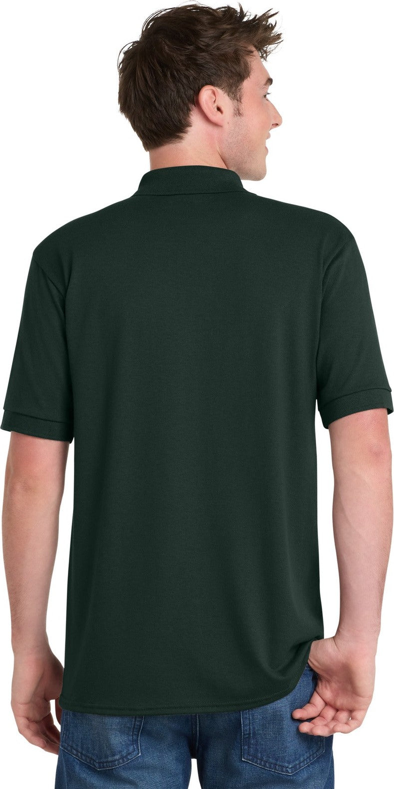 Dark Green Port & Co Tall Core Blend Jersey Knit Polo. KP55T