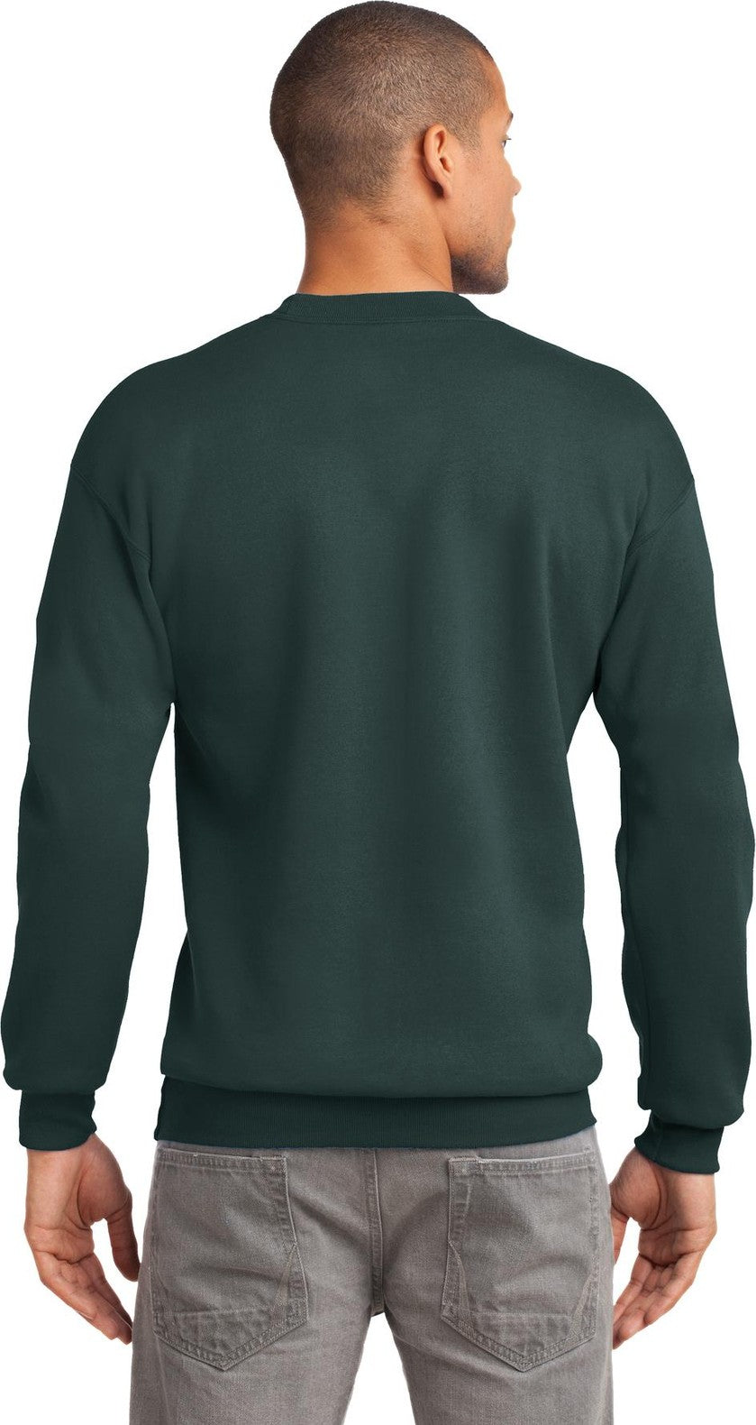 Dark Green Port & Co Tall Essential Fleece Crewneck Sweatshirt. PC90T
